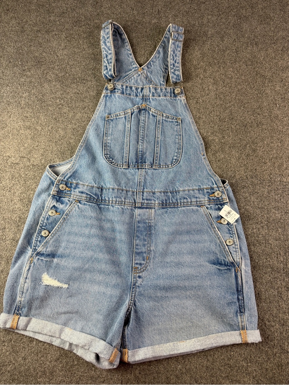 Old Navy Womens 100% Cotton Denim Bib Shorts Size L Blue